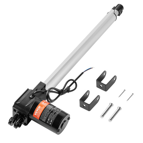 Linear Actuator 12V, 16 Inch Heavy Duty 1320lbs/6000N Linear Actuator, 0.19"/s Linear Motion Actuator with Mounting Bracket & IP44 Protection for Electric Door Industrial Machinery Vessels Cargo