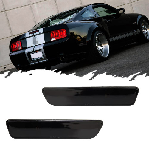 JDMTECH For 2005 2006 2007 2008 2009 Ford Mustang Rear side marker light housings Smoked lens