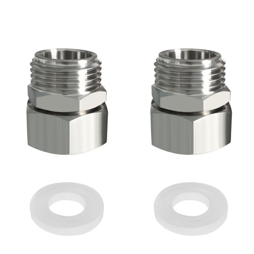 Fitvell 2PCS 304 Stainless Steel Garden Hose Adapter 3/4" GHT Female to 3/4" GHT Male Water Pipe Connector with Washers