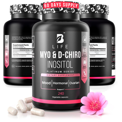 Myo & D-Chiro Inositol Platinum 240 Capsules. with Natural Ingridients 40:1 Blend. B Life Myo & D-Chiro Inositol Platinum