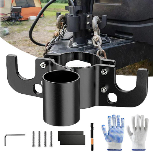 Aluminum Trailer Chain Holder with 7-Way Plug Holder for 2", 2-1/4"