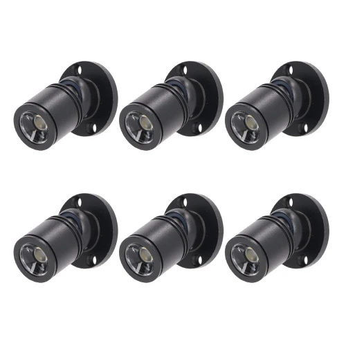 ANYPOWK Dimmable 12V LED Mini Spotlights for Display - 1.5W Warm White 3000K, Small Spotlights for Displays with Dimmer, Black - Set of 6