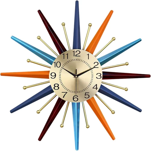 DYYTRm 22 Inch Mid-Century Style Metal Crystal Wall Clock