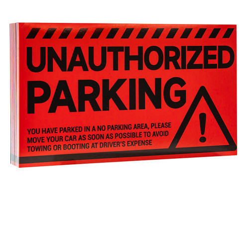 CDXHOME 100pcs Parking Violation Stickers - 5" x 8" Hard-to-Remove Towing Warning Labels for Private Parking Lot - Strong Adhesive Unauthorized Parking Decals for Illegal Vehicle Windows (Red)