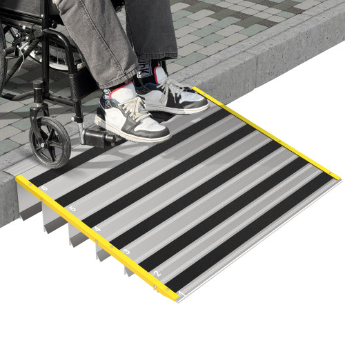Nuvium 6 in Threshold Ramp for Doorways, Modular Aluminum Wheelchair Ramp