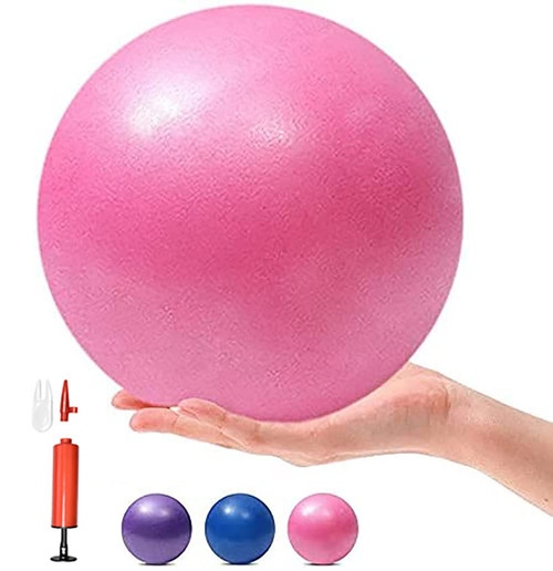 MOMPLUS 6 Inch Exercise Pilates Mini Yoga Balls Barre for Home Stability Squishy Training Physical Therapy Improves Balance Core Strength Comes with Pump(Pink, 6 Inch)