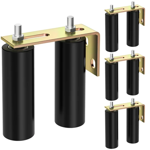 IRENPORU 4 Pack 6" Slide Gate Guide Roller with L-Bracket Universal Sliding Gate Rollers for Gate Adjustable Sliding Gate Guide Roller for Rolling Gate, Garage Door, Sliding Gate Hardware Kit