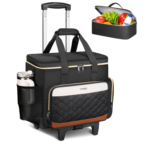 Ytonet Rolling Teacher Bag with Wheels, 15.6" Rolling Cart for Teachers