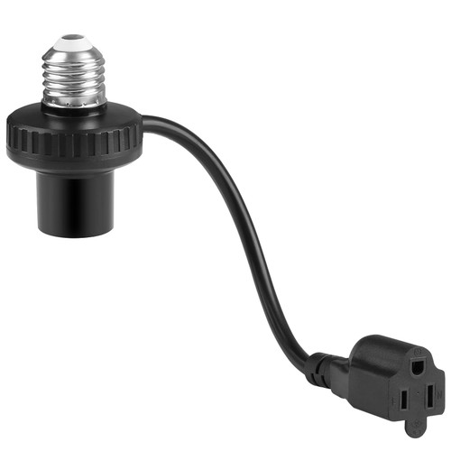 UYODM 3 in 1 Light Socket Outlet Adapter, Support 3 Prong Light Bulb Socket, E26/E27 Light Socket to Plug Adapter with Extension Cord for Garage, Porch, Patio, CCTV Camera(Black)