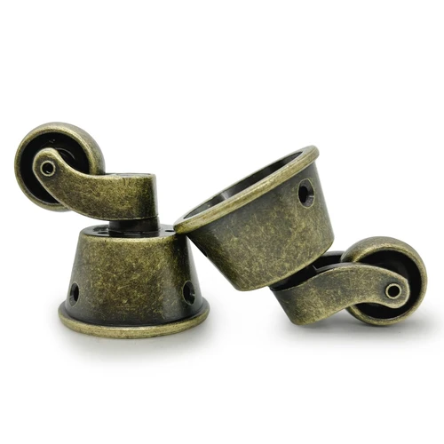 LEPEVNEY Swivel Caster Wheels Cup Type Solid Brass Castor for High Load Capacity Furniture, Universal Wheel Castors for Armchairs, Sofas, Beds, Antique Polished,φ1.77 / 45mm, Bronze 2 PCS