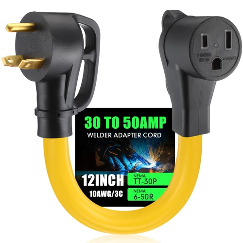 Tellegloww 1Feet NEMA TT-30P to 6-50R Welder Adapter Cord, 30Amp to 50Amp