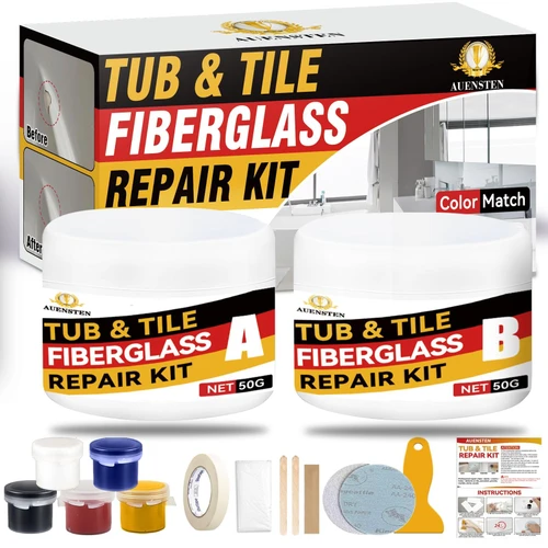 Bath Tub Repair Kit, Fiberglass Tile and Shower Repair Kit Porcelain Repair Kit, Bathtub Repair Kit Repair Chips Dents Cracks Scratches from Ceramic, Marble, Quartz, Resin, Acrylic（White）