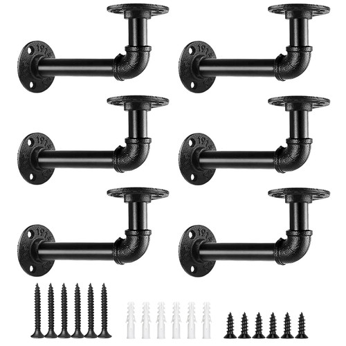 HRXMS 2-Pack Industrial Floating Shelf Brackets, Heavy-Duty Metal L-Bracket