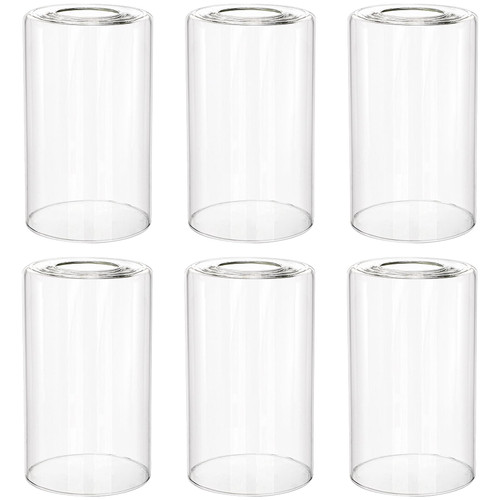 Hedume 6 Pack Clear Glass Shades Replacement, 5.7" Height - 3.5" Diameter - 1.7" Fitter, High Transmittance Clear Cylinder Glass Lamp Shade Replacement for Wall Sconces, Pendant Light, Floor Lamps