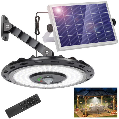 Ropelux Solar Lights Indoor Outdoor with 3000LM Dimmable 5 Modes (2 for All Day Lighting) Motion Sensor Solar Shed Light with Remote IP65 Waterproof for Barn Gazebo Yard Garage Patio Security Lighting
