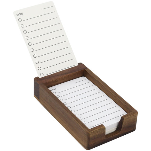 MultiBey 3x5 Wooden Index Card Holders with Card Slot, Black Walnut