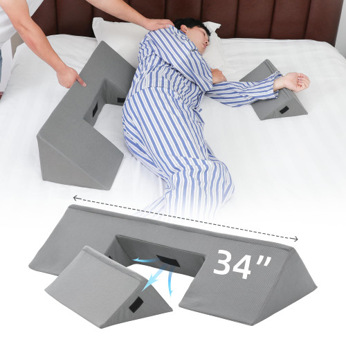 Fanwer 34" Wedge Pillow for Side Sleeping,Training for Side Sleeping with Detachable Small Wedge Pillow,Positioning Wedge for Side Sleeper,Back Support,Reducing Snoring,Preventing Bedsores