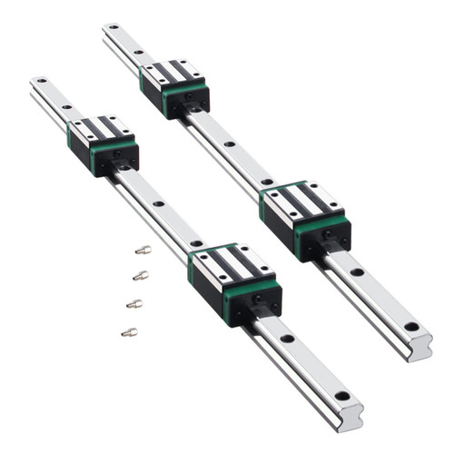 CHUANGNENG Linear Rail 2PCS HGR15 400mm Linear Guide Rail HGH15CA HGH15 Linear Slide Rail + 4PCS HGH15CA Carriage Slider Block CNC Kit for DIY CNC Routers Lathes Mills