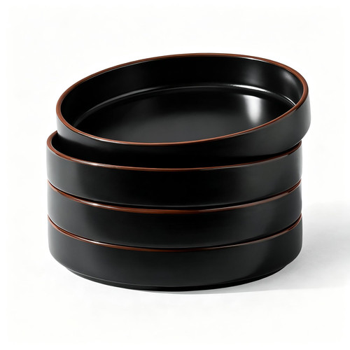 famiware Nebula 8.1" Pasta Bowls Set, Salad Bowl Sets of 4, Matte Black