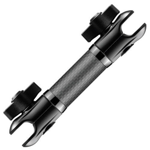 Tackform 6" Long 20mm Ball and Socket Arm DuraLock 20 Series Carbon Fiber Arm | Dual 20mm Sockets with Optional Anti-Theft Knobs | Black