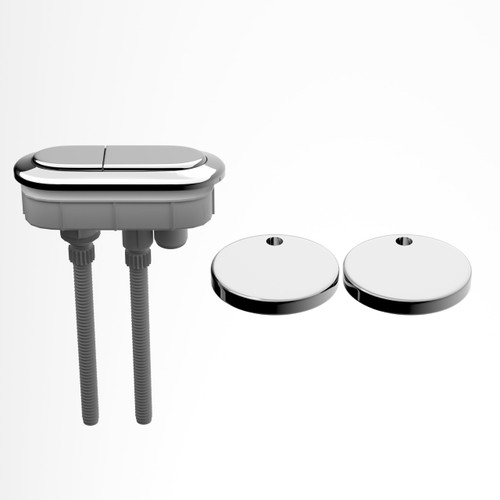 WinZo Toilet Oval Dual Flush Button with Toilet Seat Bolts Caps Replacement Kits,Chrome