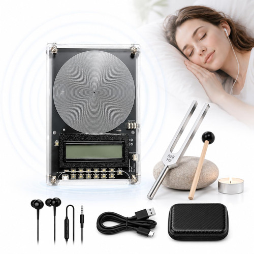 Frequency Generator for Healing 7.83Hz Schumann Resonance Generator, Adjustable, Sleep Relaxation & Meditation Frequency Machine with Headphones and Tuning Fork Set (Midnight Black)