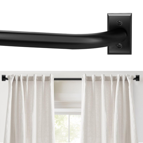 Blackout Curtain Rod, Adjustable Extra Long Drapery Rod for Windows 66 to 184 Inches(5.5-15.3Ft), Wrap Around Heavy Duty Curtain Rods, French Return Room Darkening Curtain Rod, Matte Black