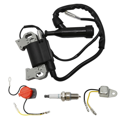 laffoonparts GX390 Ignition Coil Kit w/Spark Plug & Switch Replacement for Honda GX240 GX270 GX340 8HP 9HP 11HP 13HP Engines 339cc 389cc 439cc Generators, Replace 30500-ZE2-023, 30500-ZF6-W02