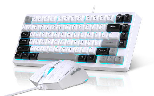 Snpurdiri 75% Wired Gaming Keyboard and Mouse Combo (Black Grey White)