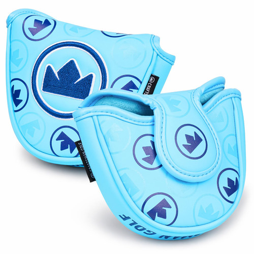 Craftsman Golf Monogram Synthetic Leather Mallet Putter Cover Headcover Protector Sky Blue