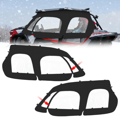 OFIG 2014-2023 RZR XP4 1000 Soft Upper Doors Kit YKK Zipper, UTV Cab Enclosure Compatible with Polaris RZR XP 4 1000 2014-2023, Work with Side Mirror Windshield Roof