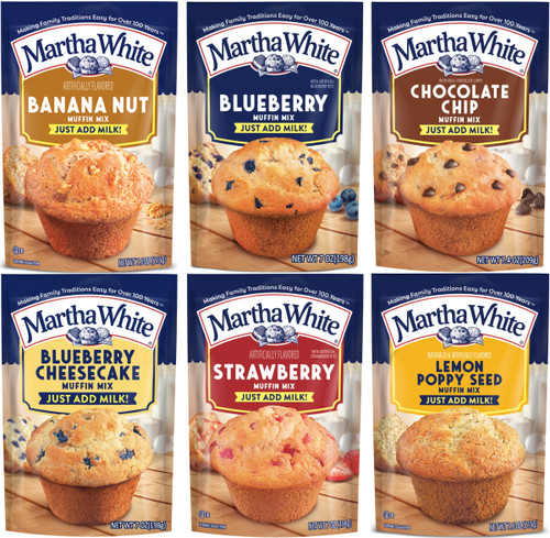 Martha White Muffin Mix Sampler Pack, 6 Flavors (Pack of 6) with Banana Nut