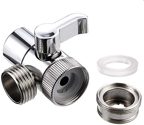PureSec DV09 Kitchen and Bathroom Sink Faucet Diverter Valve with Aerator and Male Threaded Adapter for 1/2" Hose Attachment for Water Diversion Brass
