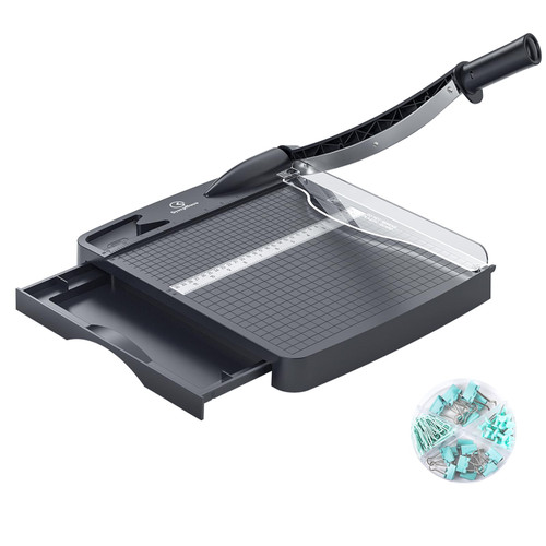 12 Inch Heavy Duty Paper Cutter, 12-16 Sheets Capacity Guillotine Paper Cutter & Paper Trimmer, Paper Cutting Board for Classroom, Crafting, Cardstock Gray