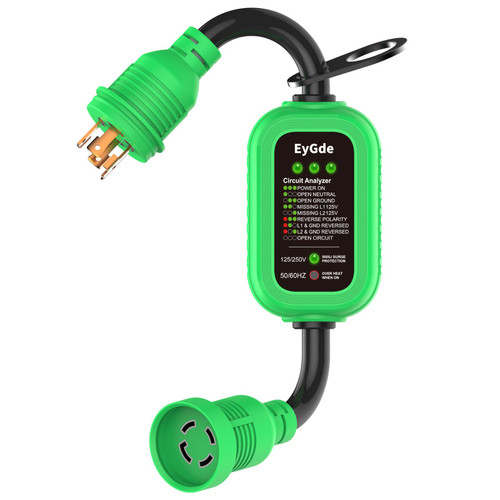 Losrik 4 Prong 30Amp to 30 Amp Twist Lock Adapter, RV/Generator NEMA L14-30P to L14-30R, 5000J Surge Protector with Circuit Analyzer, Extension Cord with LED Indicator for Trailer Campers