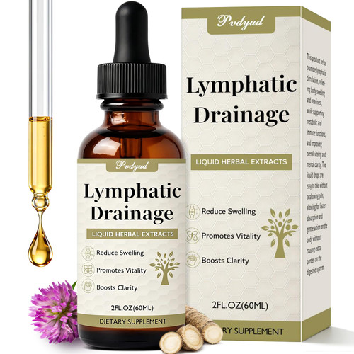 Pvdyud Lymphatic Drainage Drops for Bloat Relief & De-Puff Support 2 Fl Oz
