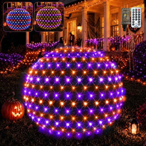 Halloween Net Lights Outdoor, 240LED 11.5ft x 4.3ft Halloween Bush Lights