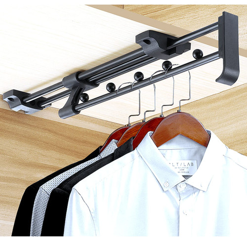 Autuwintor Closet Rod Retractable Closet Pull Out Rod Black Heavy Duty 10-Inches with Screws Telescopic Top-mounted Quantity-1pcs