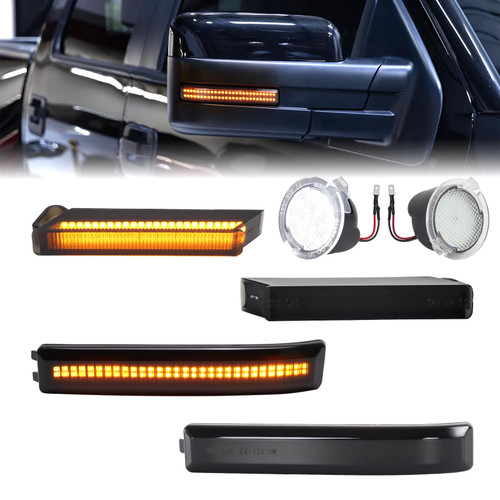 Sequential Amber LED Side Mirror Turn Signal Lights for Ford F150 2009-2014