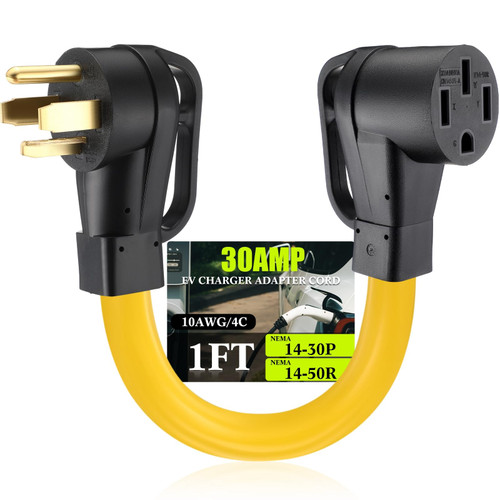 Tellegloww 30 Amp to 50 Amp EV Adapter Cord, 14-30P to 14-50R, 1FT
