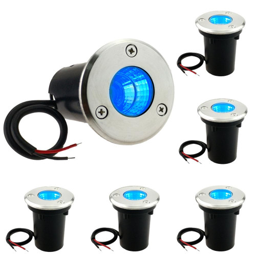 ZSGoes 6 Pack 3W Blue LED In Ground Well Light 12V 24V Low Voltage