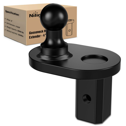 Nilight Gooseneck Ball Extender - GNXA4085, 4" Offset Ball Compatible with B&W Trailer Hitches Turnoverball Heavy Duty 2-5/16 Inch Ball 20000 lbs GTW 5000 lbs VTW