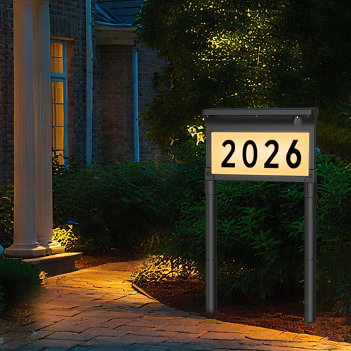 Lacasa Solar Address Sign for House, Double Sided LED House Numbers