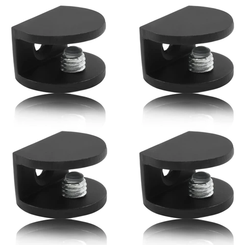 Litoexpe 8pcs Black Glass Shelf Bracket 5-8mm