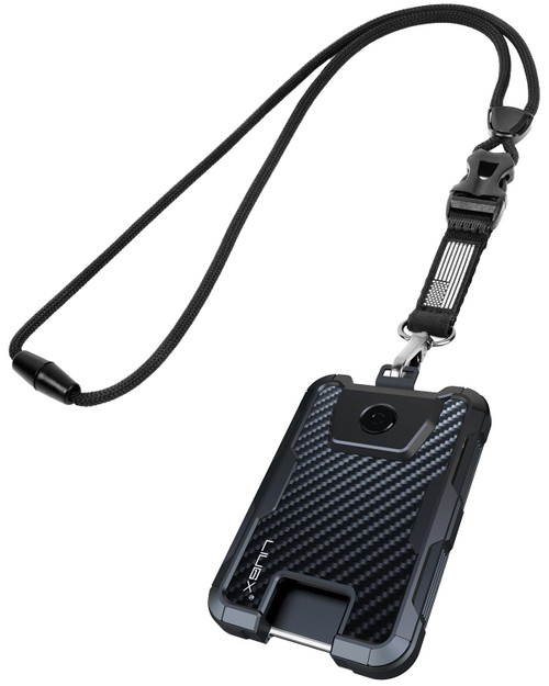 LIUGX Carbon Fiber Badge Holder with Breakaway Lanyard, Hold 6 Cards