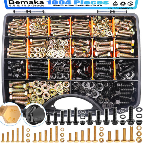 Bemaka Nuts and Bolts Assortment Kit, Flange Bolt Assortment (12-30mm)