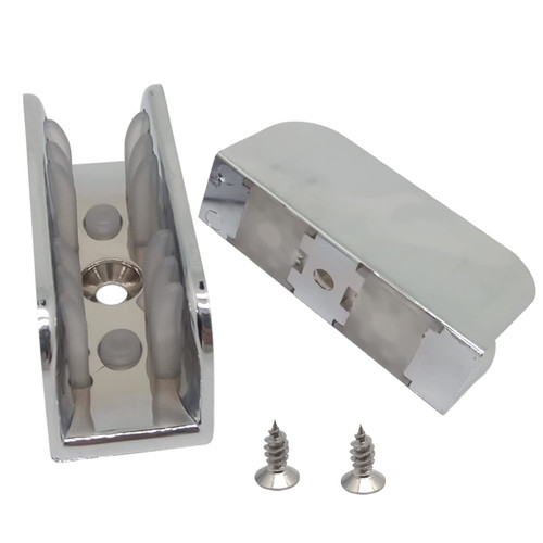 6pcs Shower Door Collision-Proof Block,Furniture Bottom Guide Assembly,for Glass Sliding Door Shower Door Collision-Proof Block,with Screws(Silver)