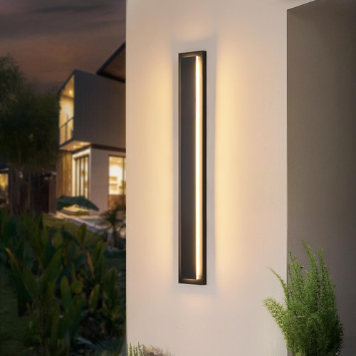 39.3'' 1 Pack Modern Outdoor Light Fixture, Long Exterior LED Lights Black