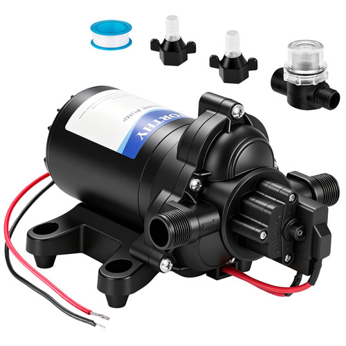 ECO-WORTHY RV Fresh Water Pump 12V DC 3.5GPM 45PSI with Pressure Switch, 12Volt Self Priming Water Pressure Diaphragm Pump On demand for RV Yacht Camper Sprayer Food Truck Black