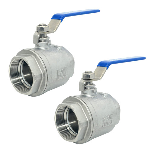 DAN SPEED 2" NPT Female 316 Stainless Steel Full Port Ball Valve Vinyl Handle WOG1000 (2 inch 2pcs)